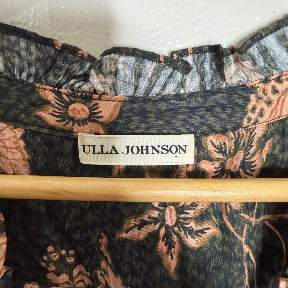 Ulla Johnson | Romina Ruffle Floral Print Dress in Balsam, size 6 - Picture 9 of 16